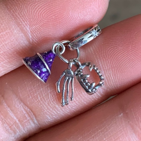 NWOT Halloween Vampire Witch Hat Skeleton Skull Dangle Charm Sterling Silver 925 - Picture 5 of 10